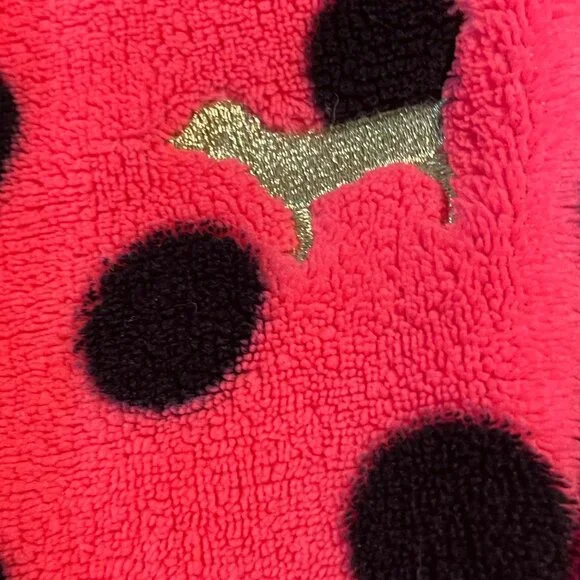 Victoria's Secret Bright PINK Women's XS Polka Dot Thick Soft Fleece Robe - Picture 7 of 16